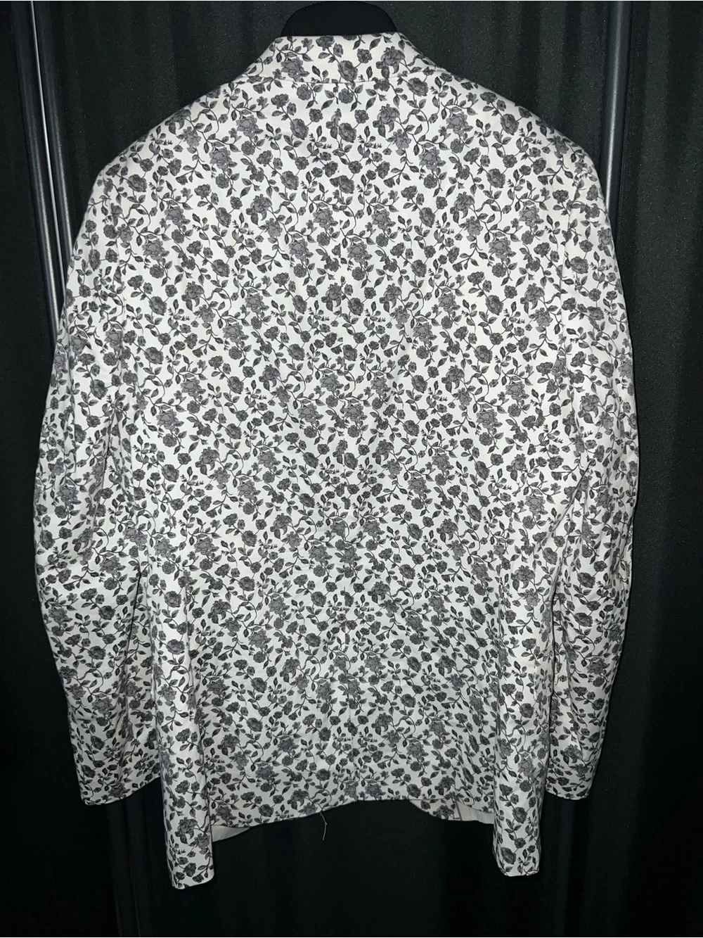 Men's White Blazer with Black Floral Print - Tailored Sport Coat